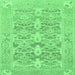 Square Machine Washable Oriental Emerald Green Traditional Area Rugs, wshabs1662emgrn