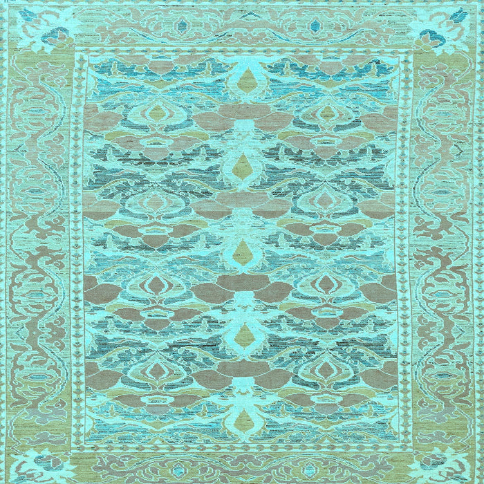 Square Machine Washable Oriental Light Blue Traditional Rug, wshabs1662lblu