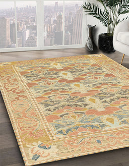 Abstract Bronze Brown Oriental Rug in Family Room, abs1662