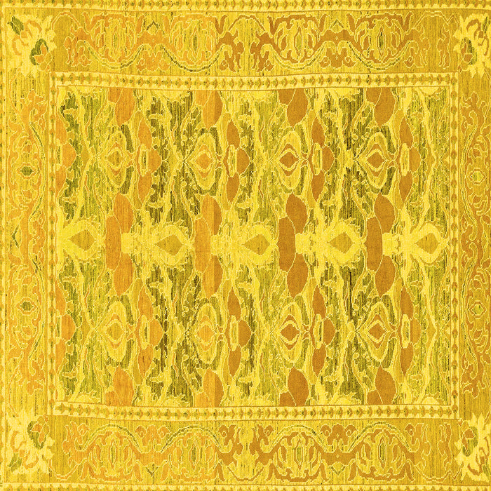 Square Machine Washable Oriental Yellow Traditional Rug, wshabs1662yw