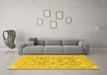 Machine Washable Oriental Yellow Traditional Rug in a Living Room, wshabs1662yw