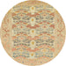 Round Abstract Bronze Brown Oriental Rug, abs1662