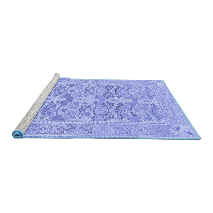 Sideview of Machine Washable Oriental Blue Traditional Rug, wshabs1662blu