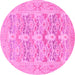 Round Oriental Pink Traditional Rug, abs1662pnk