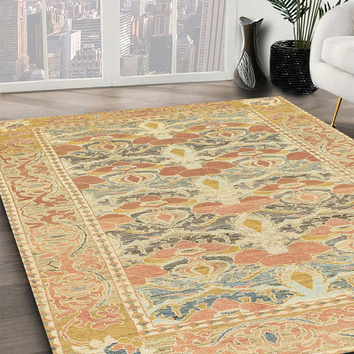 Abstract Bronze Brown Oriental Rug in Family Room, abs1662