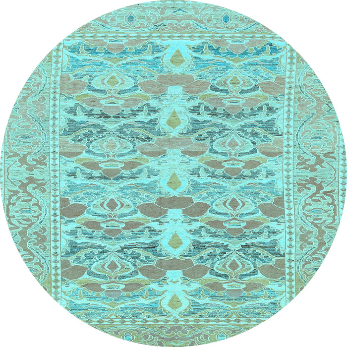 Round Oriental Light Blue Traditional Rug, abs1662lblu