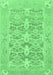 Machine Washable Oriental Emerald Green Traditional Area Rugs, wshabs1662emgrn