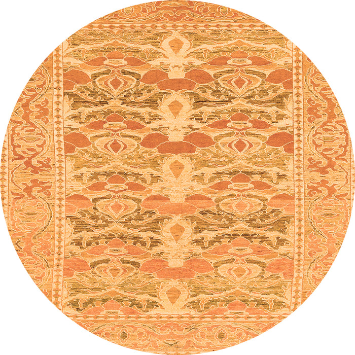 Round Machine Washable Oriental Orange Traditional Area Rugs, wshabs1662org