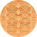 Round Machine Washable Oriental Orange Traditional Area Rugs, wshabs1662org