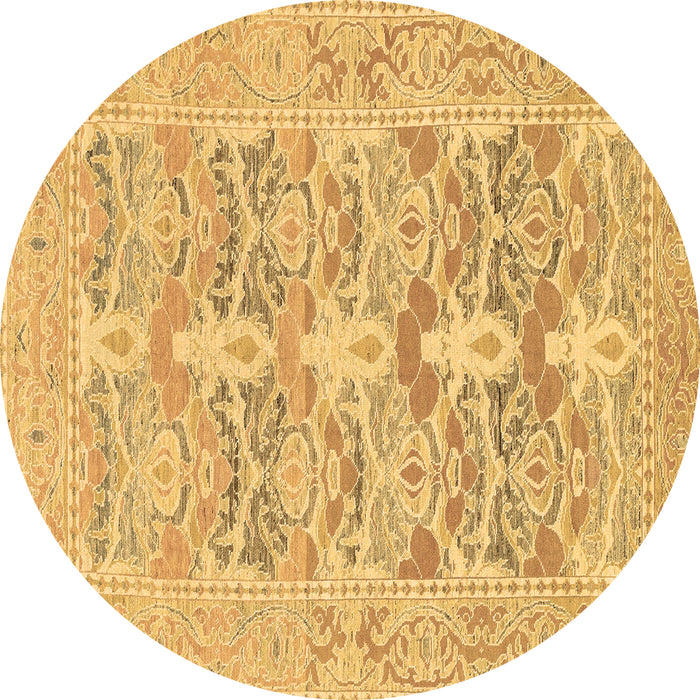 Round Machine Washable Oriental Brown Traditional Rug, wshabs1662brn