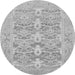 Round Machine Washable Oriental Gray Traditional Rug, wshabs1662gry