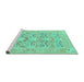 Sideview of Machine Washable Oriental Turquoise Traditional Area Rugs, wshabs1662turq