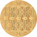 Round Oriental Brown Traditional Rug, abs1662brn