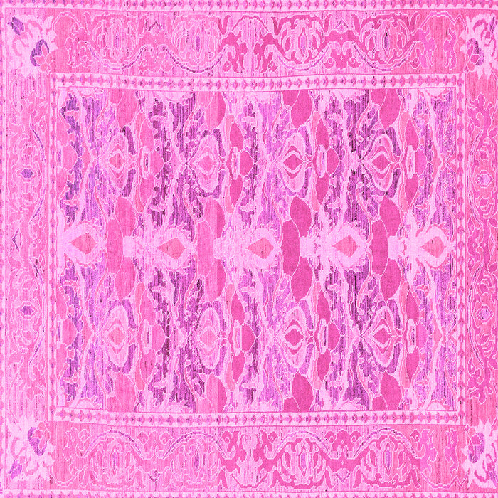 Square Machine Washable Oriental Pink Traditional Rug, wshabs1662pnk
