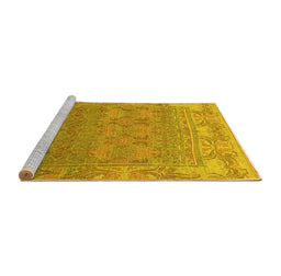 Sideview of Machine Washable Abstract Yellow Modern Rug, wshabs1663yw