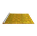 Sideview of Machine Washable Abstract Yellow Modern Rug, wshabs1663yw