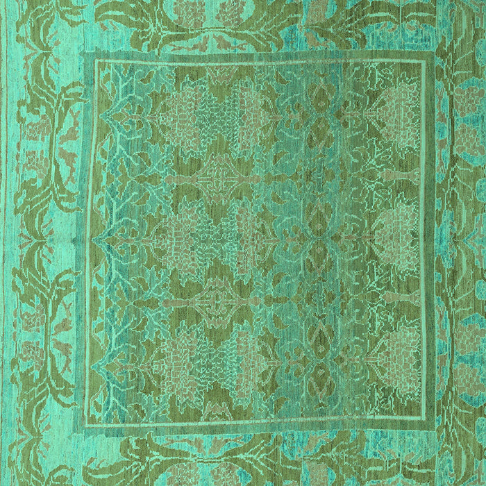 Square Machine Washable Abstract Turquoise Modern Area Rugs, wshabs1663turq