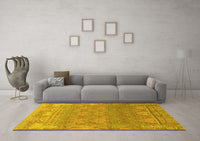 Machine Washable Abstract Yellow Modern Rug, wshabs1663yw