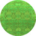 Round Machine Washable Abstract Green Modern Area Rugs, wshabs1663grn