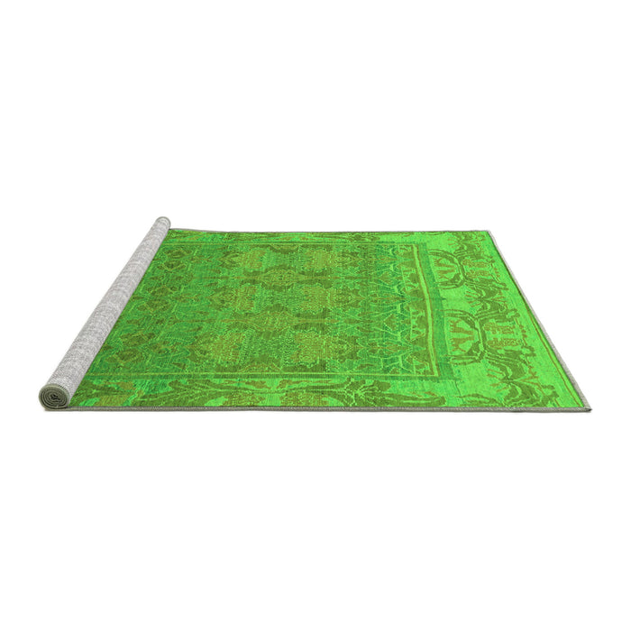 Sideview of Machine Washable Abstract Green Modern Area Rugs, wshabs1663grn
