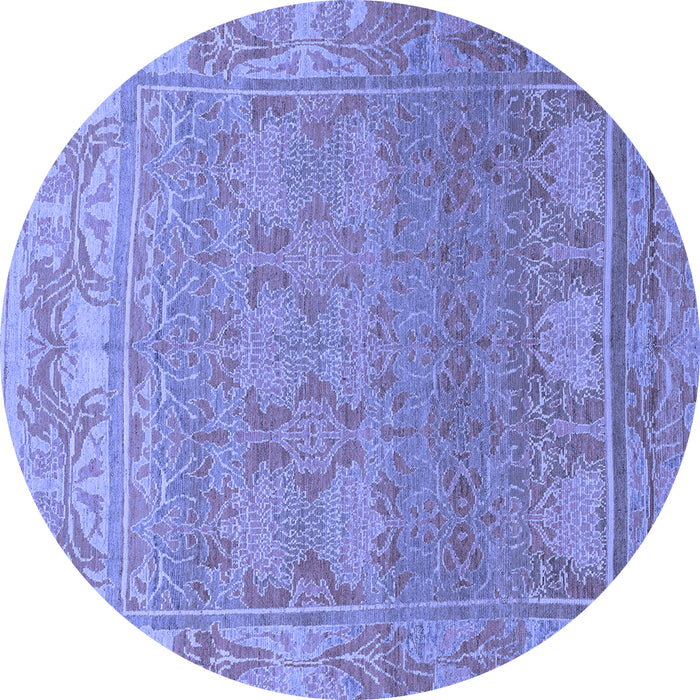 Round Machine Washable Abstract Blue Modern Rug, wshabs1663blu