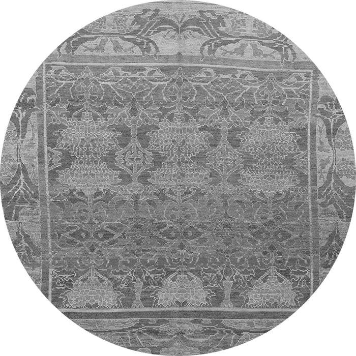 Round Machine Washable Abstract Gray Modern Rug, wshabs1663gry