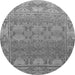 Round Machine Washable Abstract Gray Modern Rug, wshabs1663gry