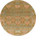 Round Machine Washable Abstract Sedona Brown Rug, wshabs1663