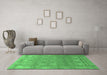 Machine Washable Abstract Emerald Green Modern Area Rugs in a Living Room,, wshabs1663emgrn