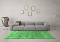 Machine Washable Abstract Emerald Green Modern Rug, wshabs1663emgrn