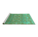 Sideview of Machine Washable Abstract Turquoise Modern Area Rugs, wshabs1663turq