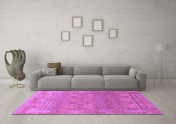Machine Washable Abstract Purple Modern Area Rugs in a Living Room, wshabs1663pur