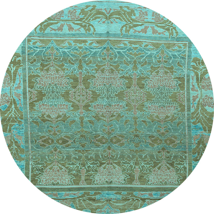 Round Abstract Light Blue Modern Rug, abs1663lblu