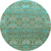 Round Abstract Light Blue Modern Rug, abs1663lblu