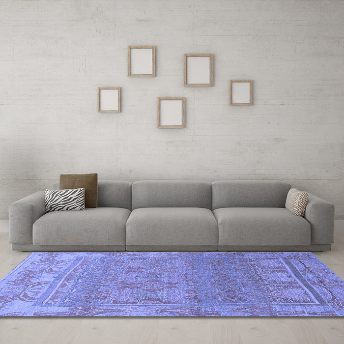 Machine Washable Abstract Blue Modern Rug in a Living Room, wshabs1663blu