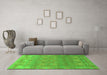 Machine Washable Abstract Green Modern Area Rugs in a Living Room,, wshabs1663grn