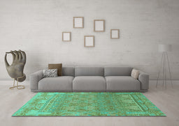 Machine Washable Abstract Turquoise Modern Area Rugs in a Living Room,, wshabs1663turq