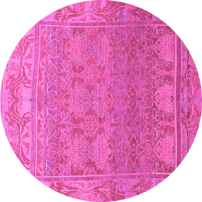 Round Abstract Pink Modern Rug, abs1663pnk
