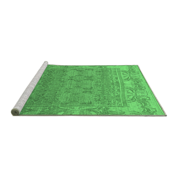 Sideview of Machine Washable Abstract Emerald Green Modern Area Rugs, wshabs1663emgrn