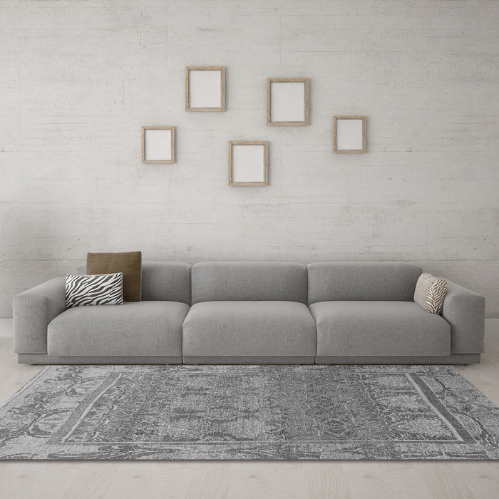 Machine Washable Abstract Gray Modern Rug in a Living Room,, wshabs1663gry