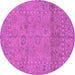 Round Machine Washable Abstract Purple Modern Area Rugs, wshabs1664pur