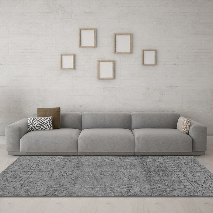 Machine Washable Abstract Gray Modern Rug in a Living Room,, wshabs1664gry