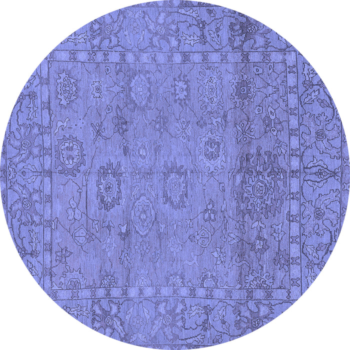 Round Abstract Blue Modern Rug, abs1664blu