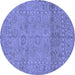 Round Abstract Blue Modern Rug, abs1664blu