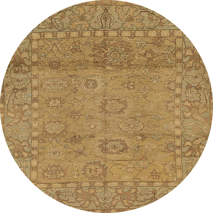 Round Abstract Yellow Modern Rug, abs1664