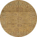 Round Abstract Yellow Modern Rug, abs1664