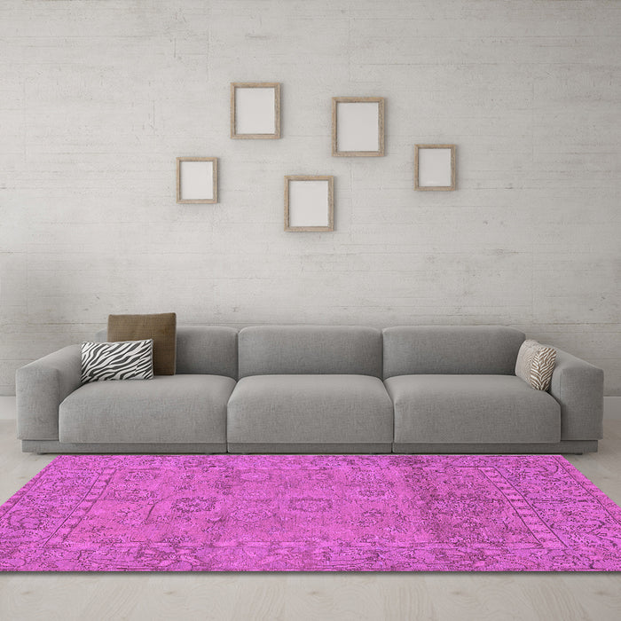 Machine Washable Abstract Purple Modern Area Rugs in a Living Room, wshabs1664pur