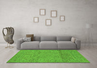 Machine Washable Abstract Green Modern Rug, wshabs1664grn