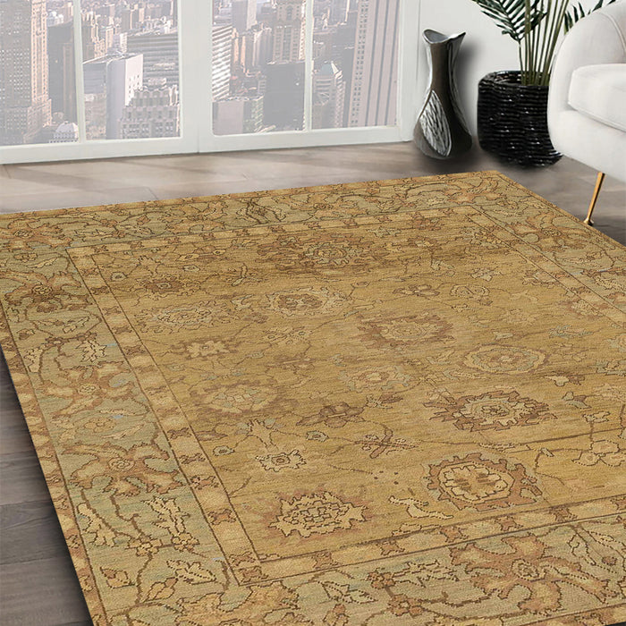 Abstract Yellow Modern Rug in Family Room, abs1664