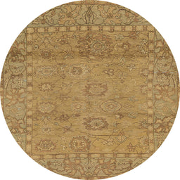 Round Machine Washable Abstract Yellow Rug, wshabs1664